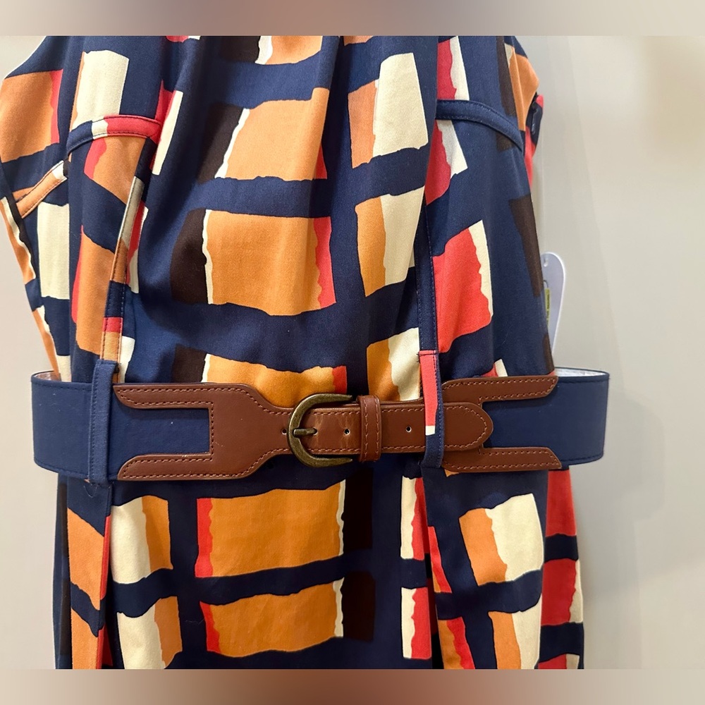 NWT Jessica Simpson Stylish Women’s Halter Dress with Belt - Navy/Orange pattern - Picture 8 of 10